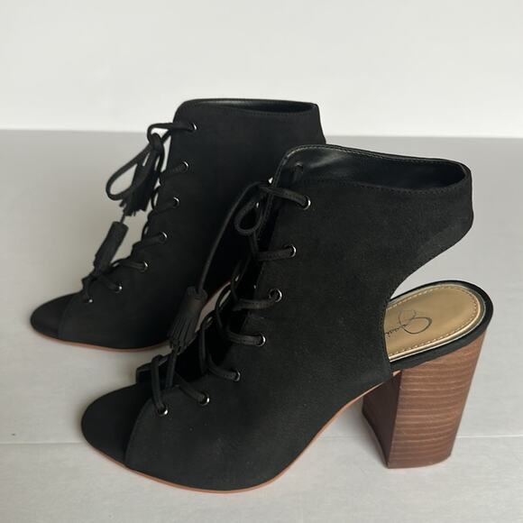 Jessica Simpson Chunky Heel Sandals Lace Up Goth Witchy Boho Black Women's 7 - Picture 3 of 15